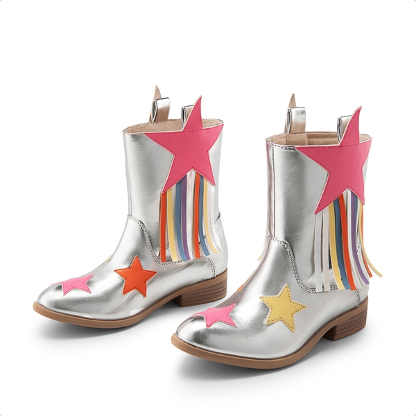Kids Star Tassel Cowgirl Boots - SILVER - 2